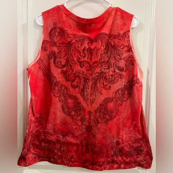 Women’s Appropriate Behavior Sleeveless Blouse, Reddish Orange. Size 1X/16W - Picture 2 of 4